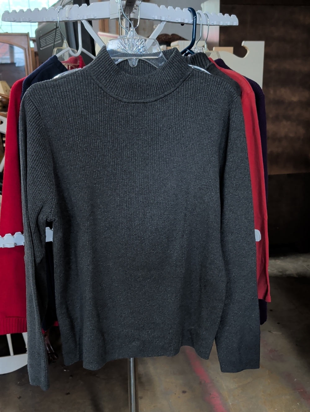 Karen Scott Charcoal Ribbed Turtleneck Sweater